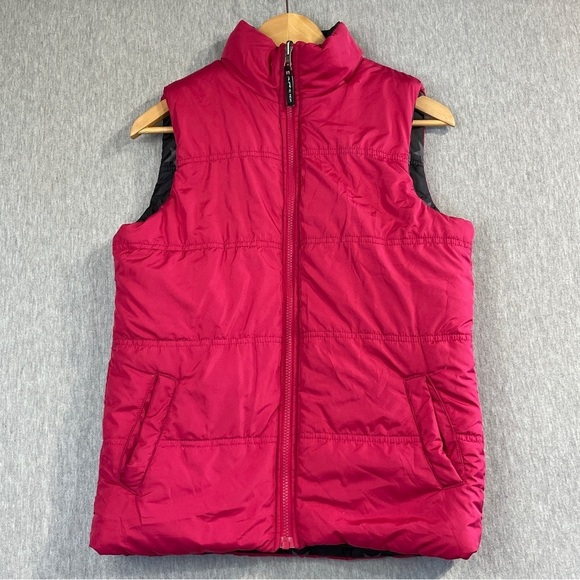 Alpine Tek Quilted Puffer Vest Unisex Size Small Red Black Stars Reversible - Picture 2 of 11